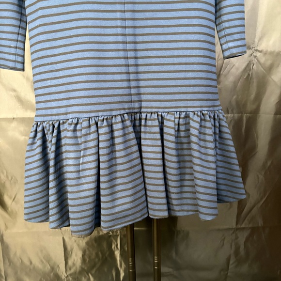 Women's Kate Spade 3/4 Sleeve Striped Dress Black Blue Zipper Peplum Size 12 - Picture 10 of 16